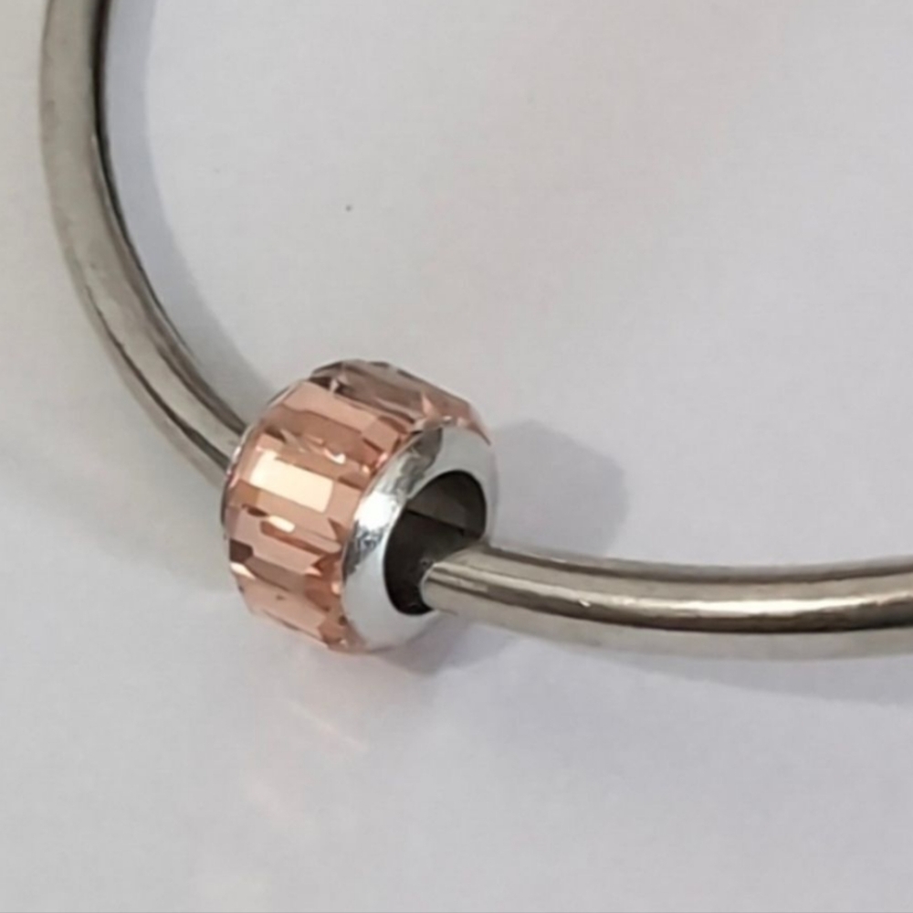 Silver Peach Crystals Charm for Pandora Style Bracelet